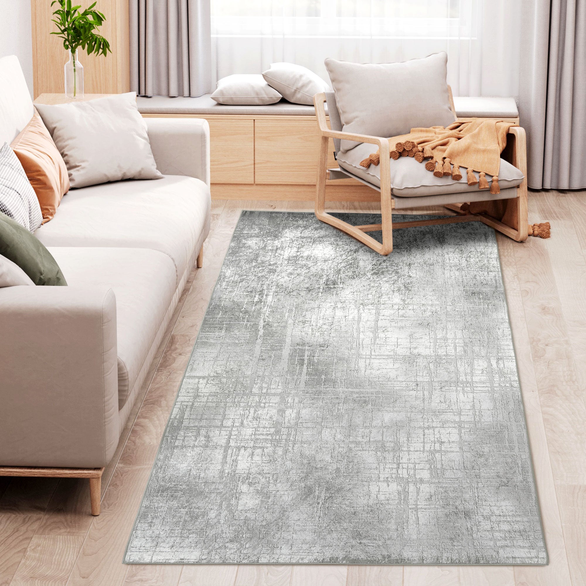 Grey Rug, Modern Abstract Area Rugs, Decorative Carpet for Living Room, Bedroom, Dining Room, 230 x 160cm