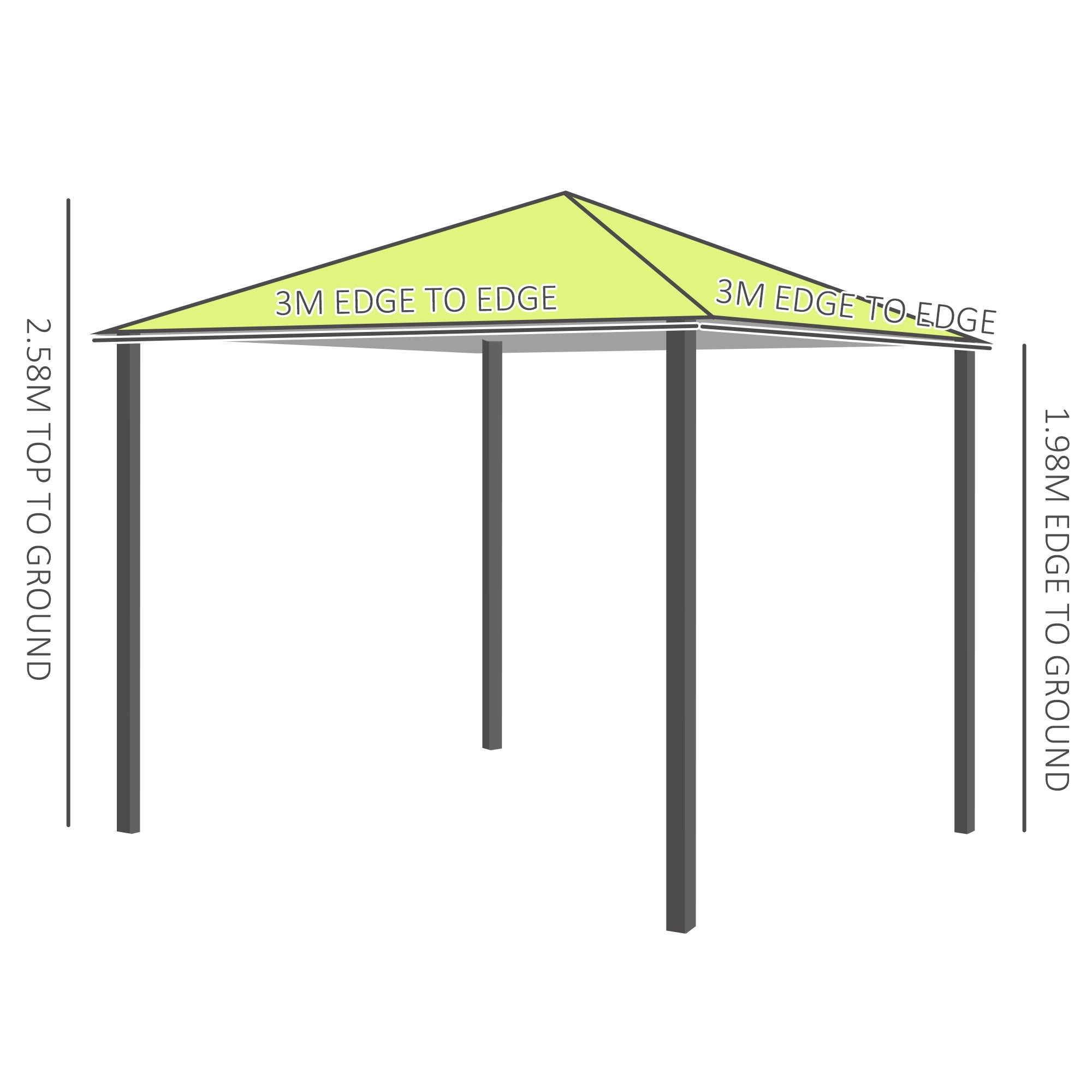 3m x3m Garden Metal Gazebo-Lemon Green