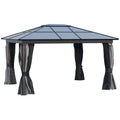 4 Metre Hardtop Gazebo Set with Aluminium Frame and UV Resistant Roof - Black and Dark Grey