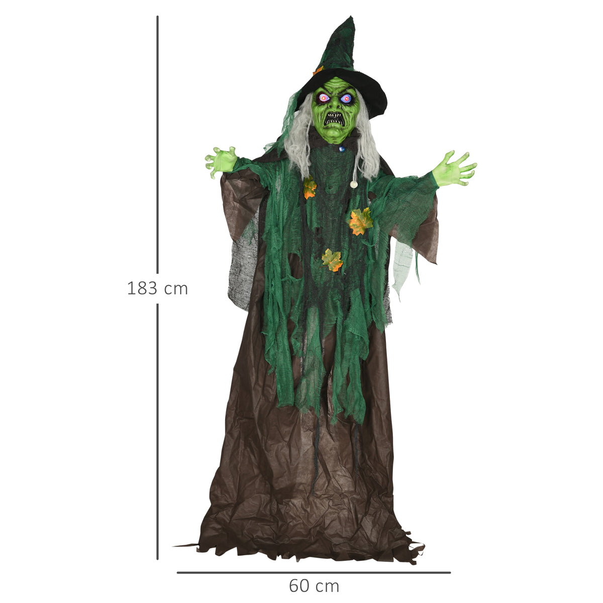 6ft Outdoor Halloween Witch Decoration with Light-Up Eyes & Sound Activation - Multi-Coloured