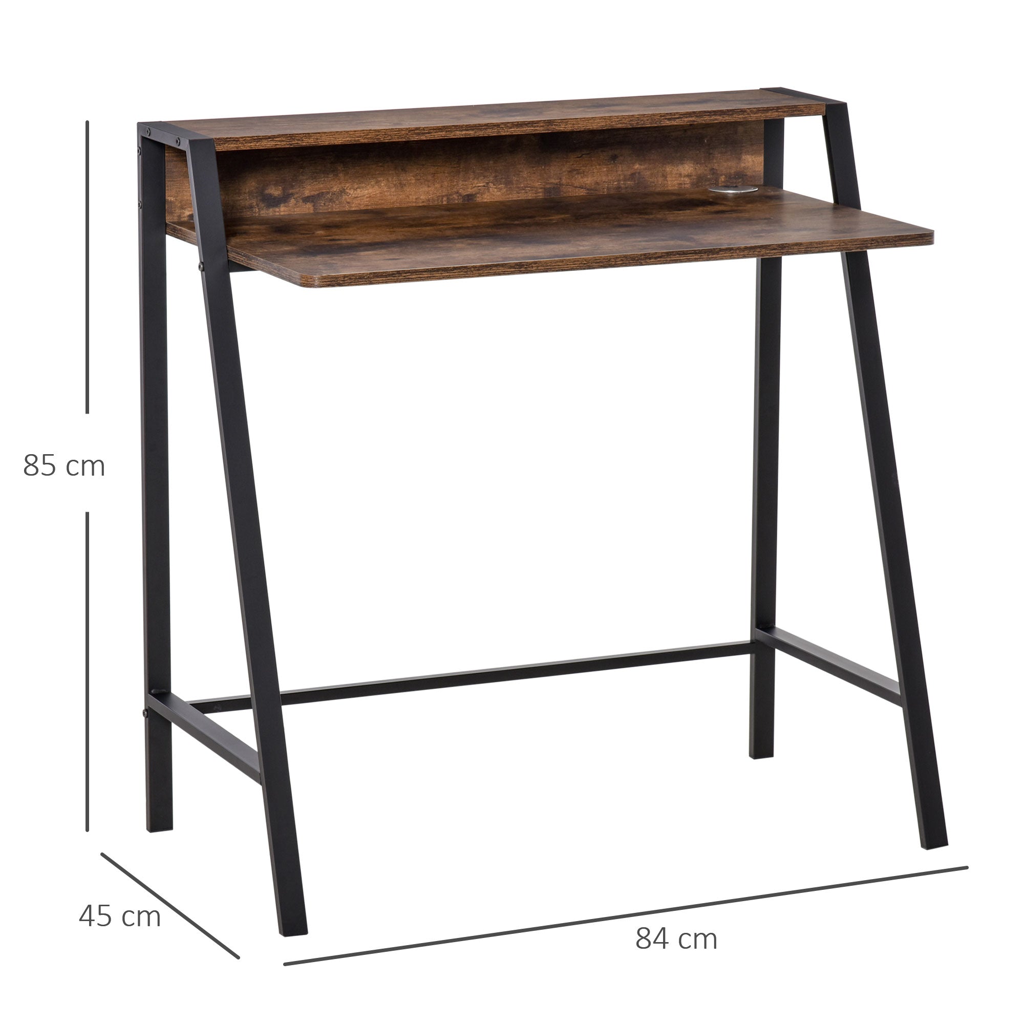 Writing Desk Computer Table with Storage Shelf for Home Office PC Laptop Workstation - Rustic Brown