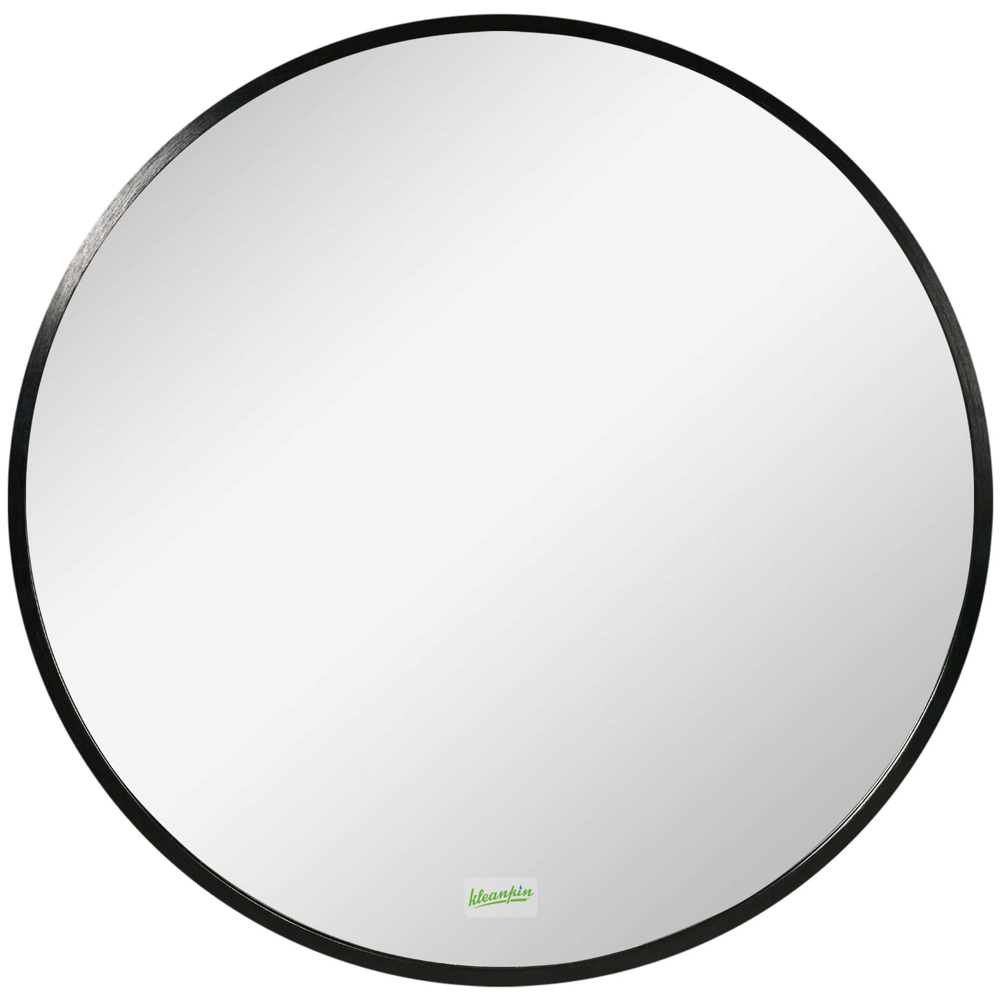 Round Bathroom Mirror, Modern Wall-mounted Makeup Mirror with Aluminium Frame for Washroom Living Room, Black, 50x50 cm