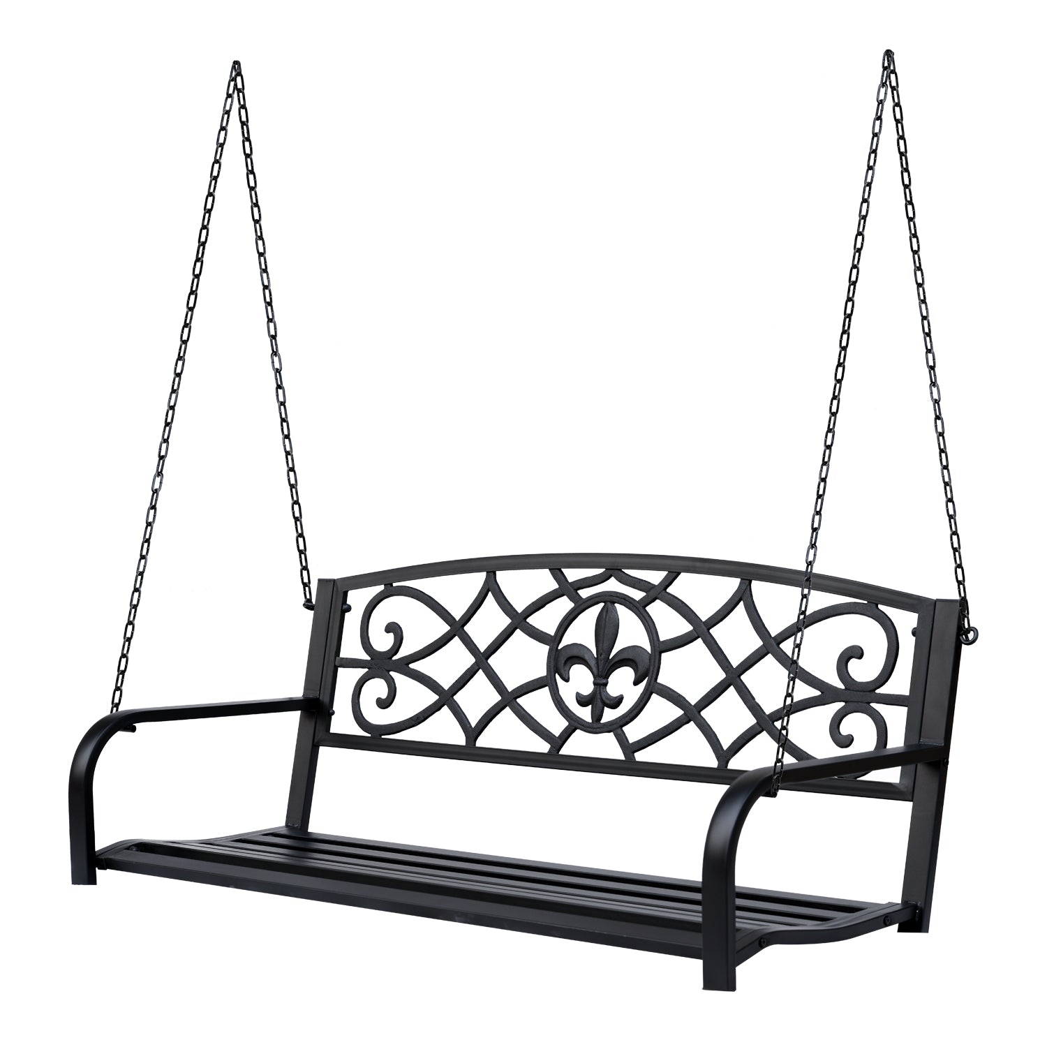 Outdoor Porch Swing Seat Bench with Chains for the Yard, Deck, & Backyard, Black