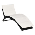 Rattan Garden Sun Lounger Recliner with Cushion - Black