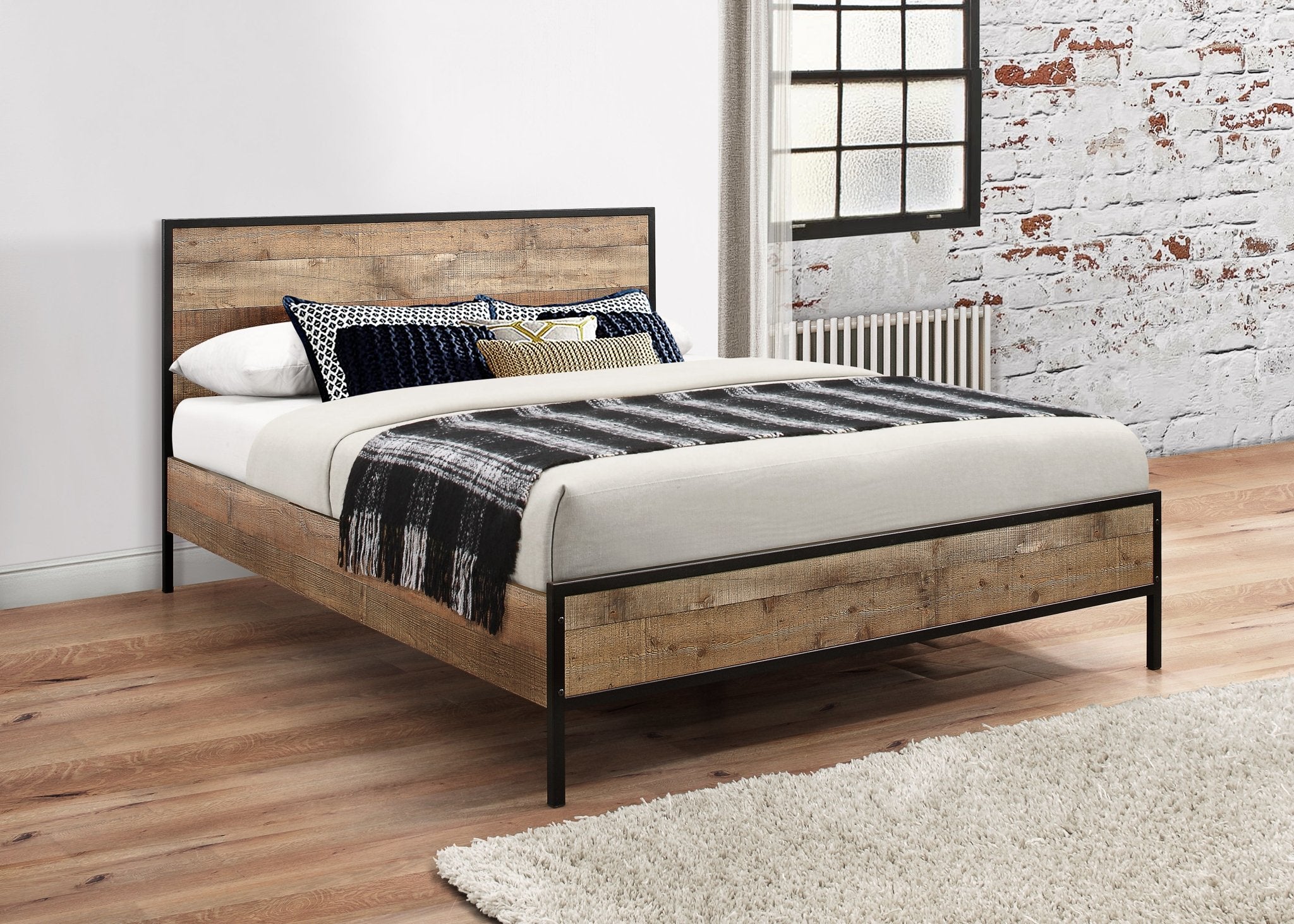 Urban Double Bed Rustic Brown - Bedzy UK modern and affordable home furniture England