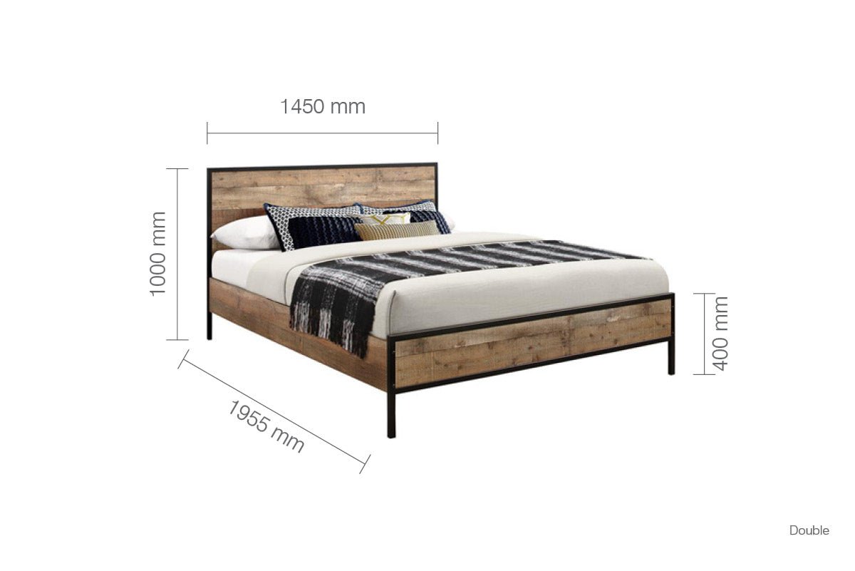 Urban Double Bed Rustic Brown - Bedzy UK modern and affordable home furniture England