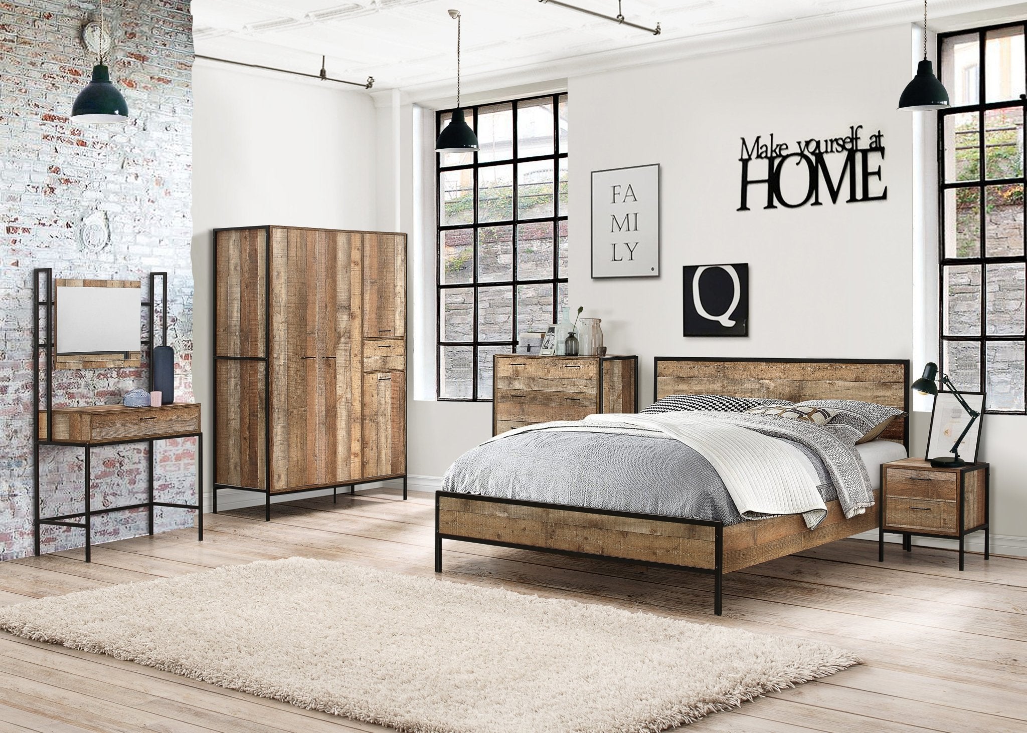 Urban King Bed Rustic Brown - Bedzy UK modern and affordable home furniture England