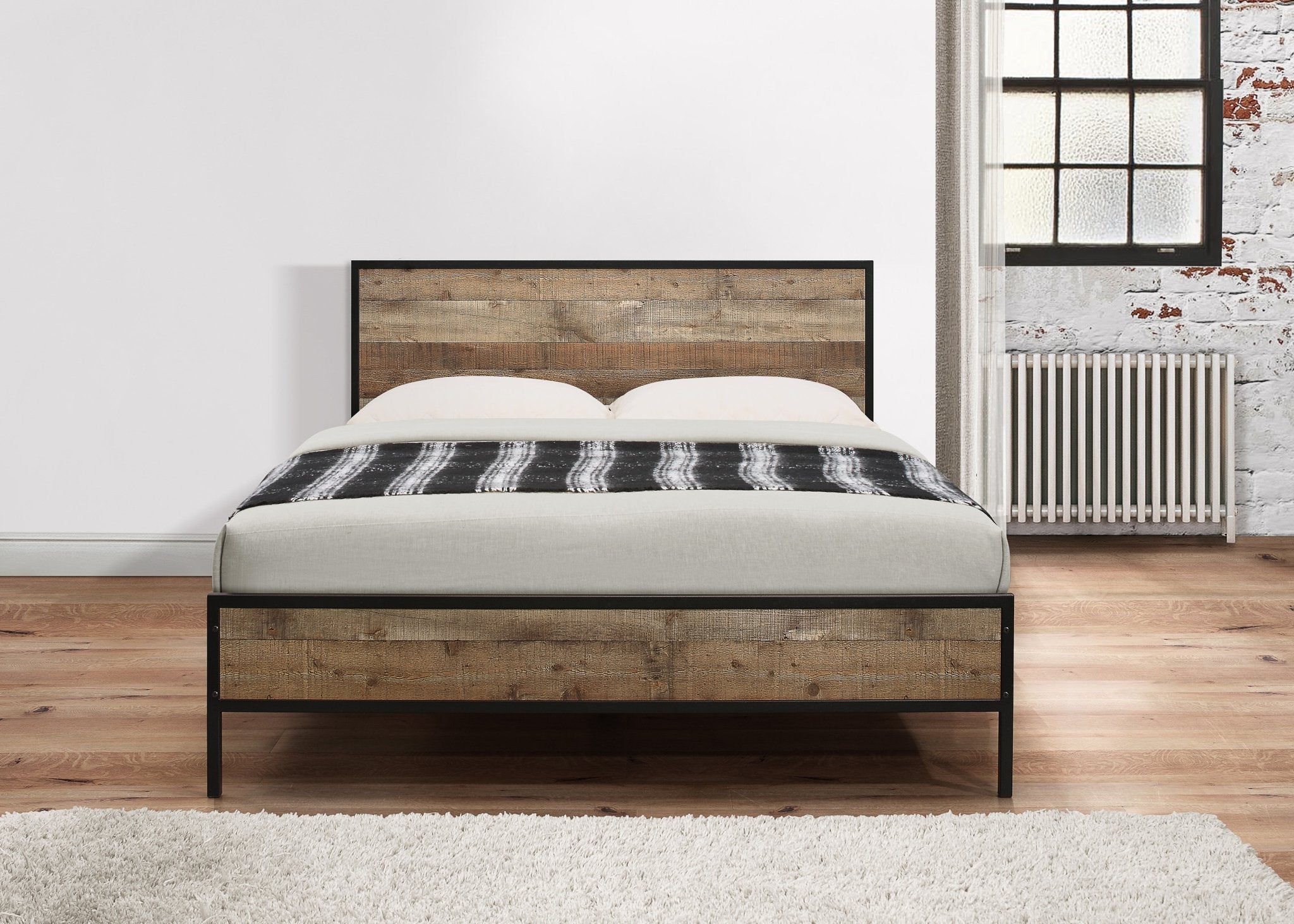 Urban King Bed Rustic Brown - Bedzy UK modern and affordable home furniture England