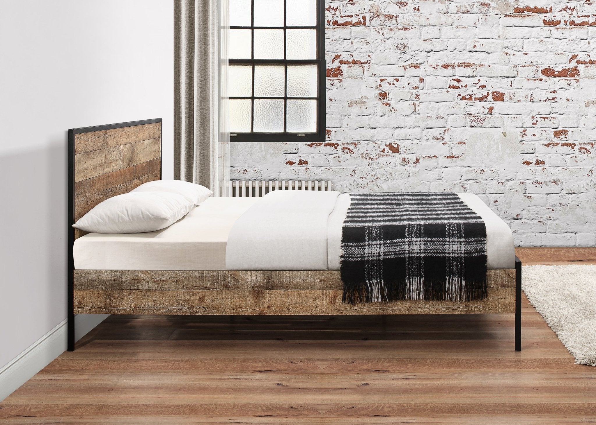 Urban King Bed Rustic Brown - Bedzy UK modern and affordable home furniture England