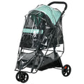 Foldable Pet Stroller for XS & S Dogs with Rain Cover - Green