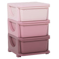 Kids 3-Tier Storage Unit with Drawers Vertical Dresser Toy Organizer for Nursery - Pink