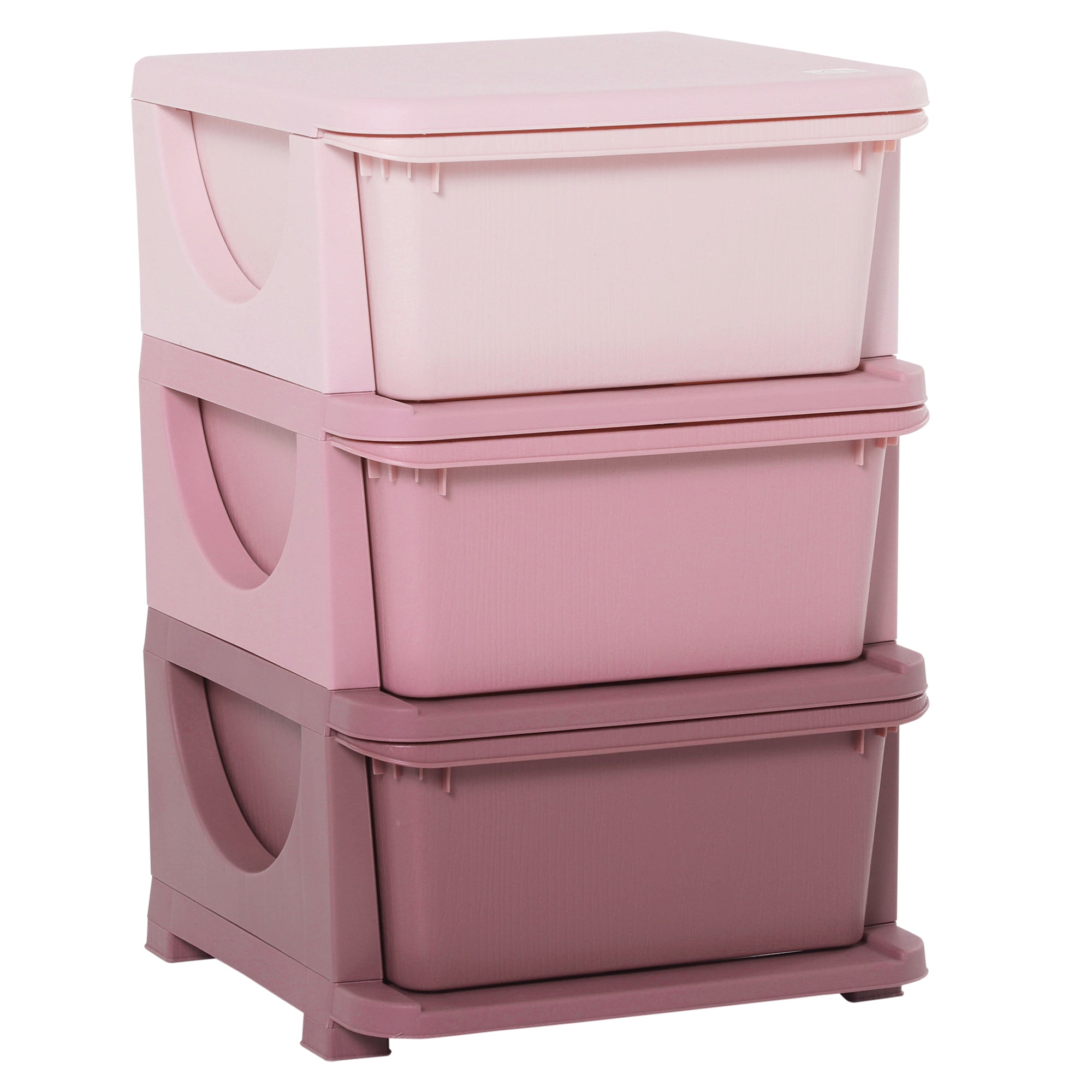 Kids Storage Units with Drawers 3 Tier Chest Vertical Dresser Tower Toy Organizer for Nursery Playroom Kindergarten Pink