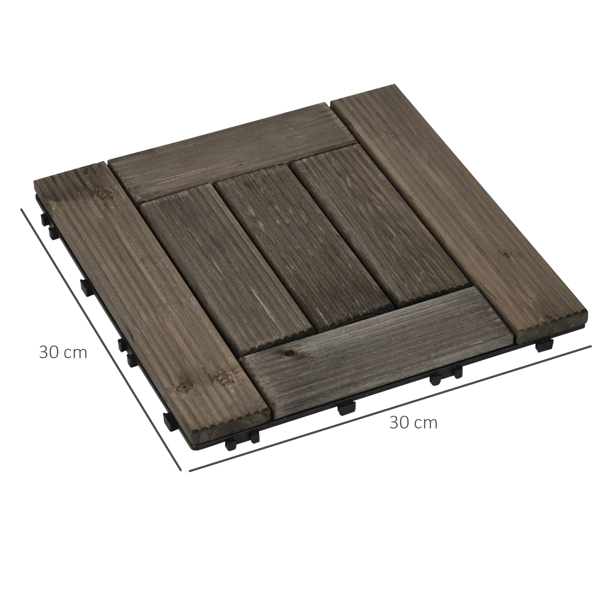 27 Piece Wooden Interlocking Decking Tiles Set - Charcoal Grey