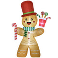 7.5FT Inflatable Christmas Gingerbread Man with Candy Cane and LED Lights - Orange