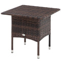 Outdoor Rattan Side Table 50x50cm with Plastic Board - Mixed Brown