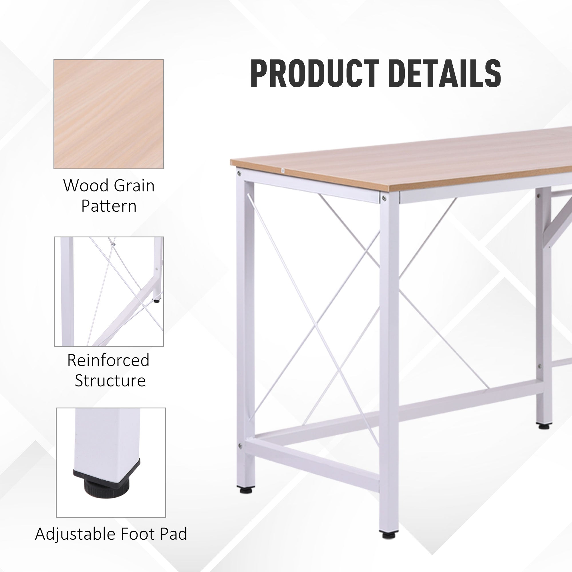 Corner Gaming Desk L-Shape Computer PC Workstation Home Office Three Worktop Writing Table 76x150cm Oak