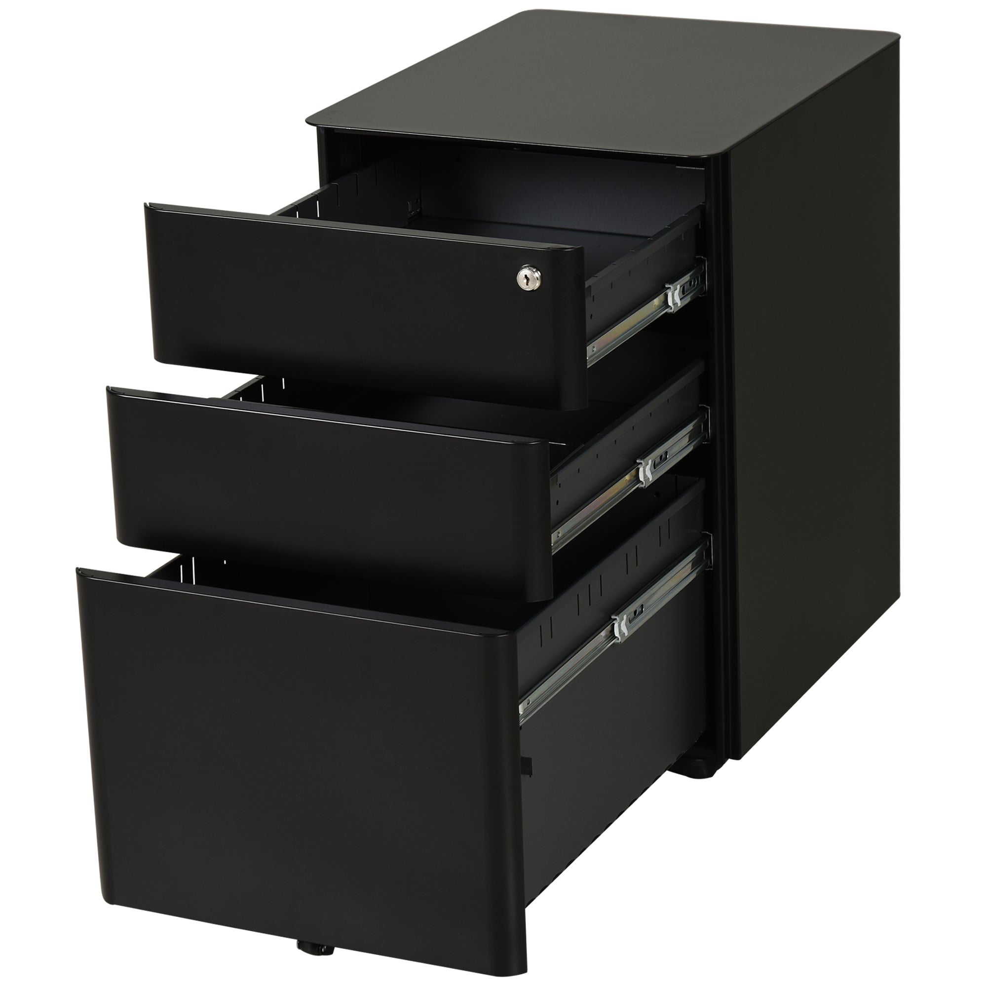 3-Drawer Lockable File Cabinet for Letter/legal/A4, Steel Metal Filing Cabinet,Home Office File Storage Cabinet with Wheel, Black