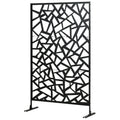 Freestanding Metal Garden Partition Screen with Expansion Screws 198x122cm - Black
