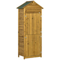 Wooden Garden Storage Shed with 3 Shelves and Asphalt Roof - Natural Wood Effect