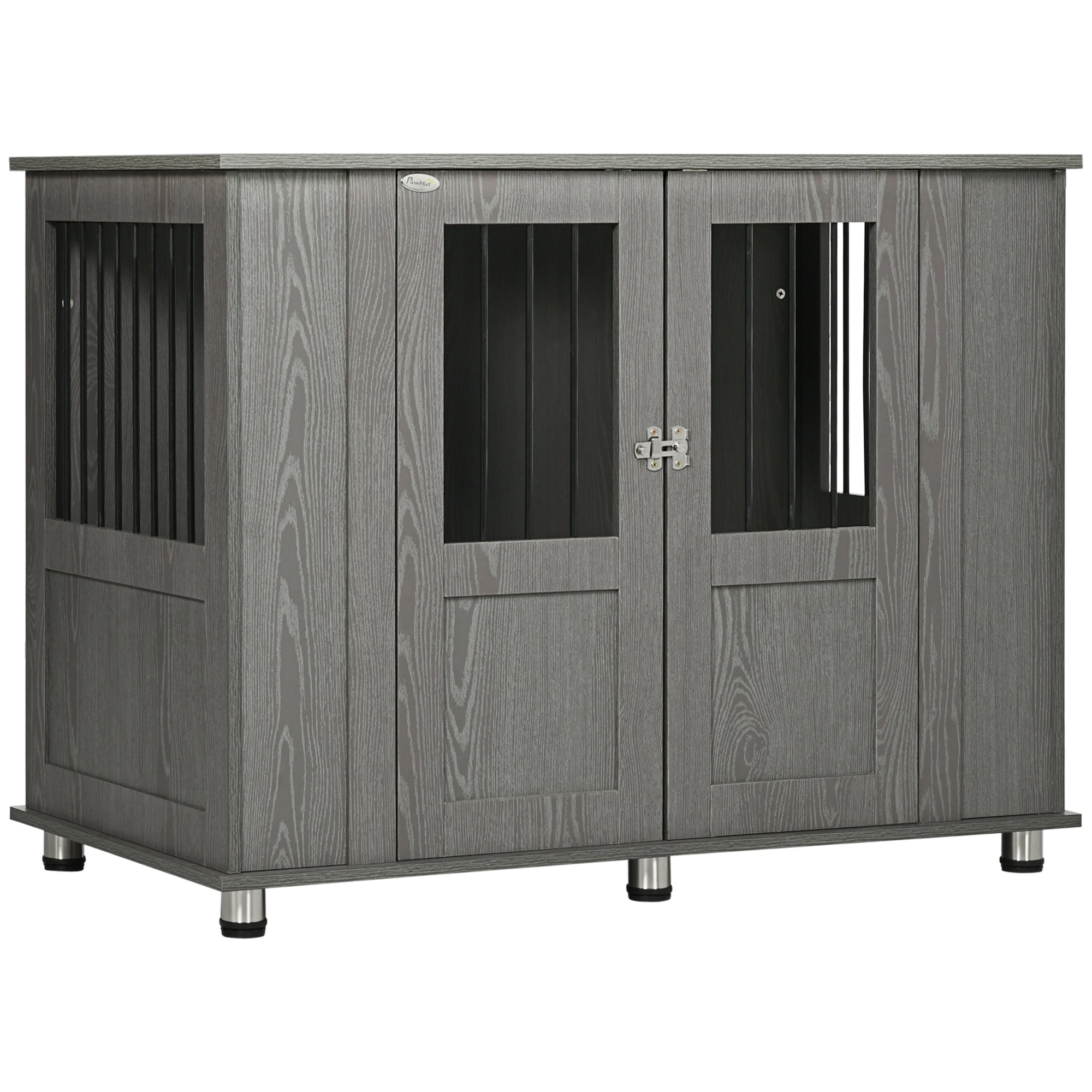 Dog Crate Furniture End Table, Pet Kennel for Extra Large Dogs with Magnetic Door Indoor Animal Cage, Grey, 116 x 60 x 87 cm