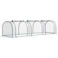 3 Section Portable PVC Tunnel Greenhouse with Steel Frame - Dark Green