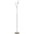 3-Light Upright Floor Lamp with Steel Base for Living Room & Bedroom - Silver