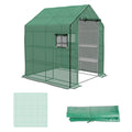 Outsunny Greenhouse Replacement Cover with Roll-up Door and Windows - Green