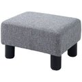 Linen Fabric Footstool Ottoman Cube with Plastic Legs - Grey