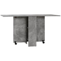 Folding Drop Leaf Dining Table with 2-Tier Shelves and Rolling Casters - Cement Grey