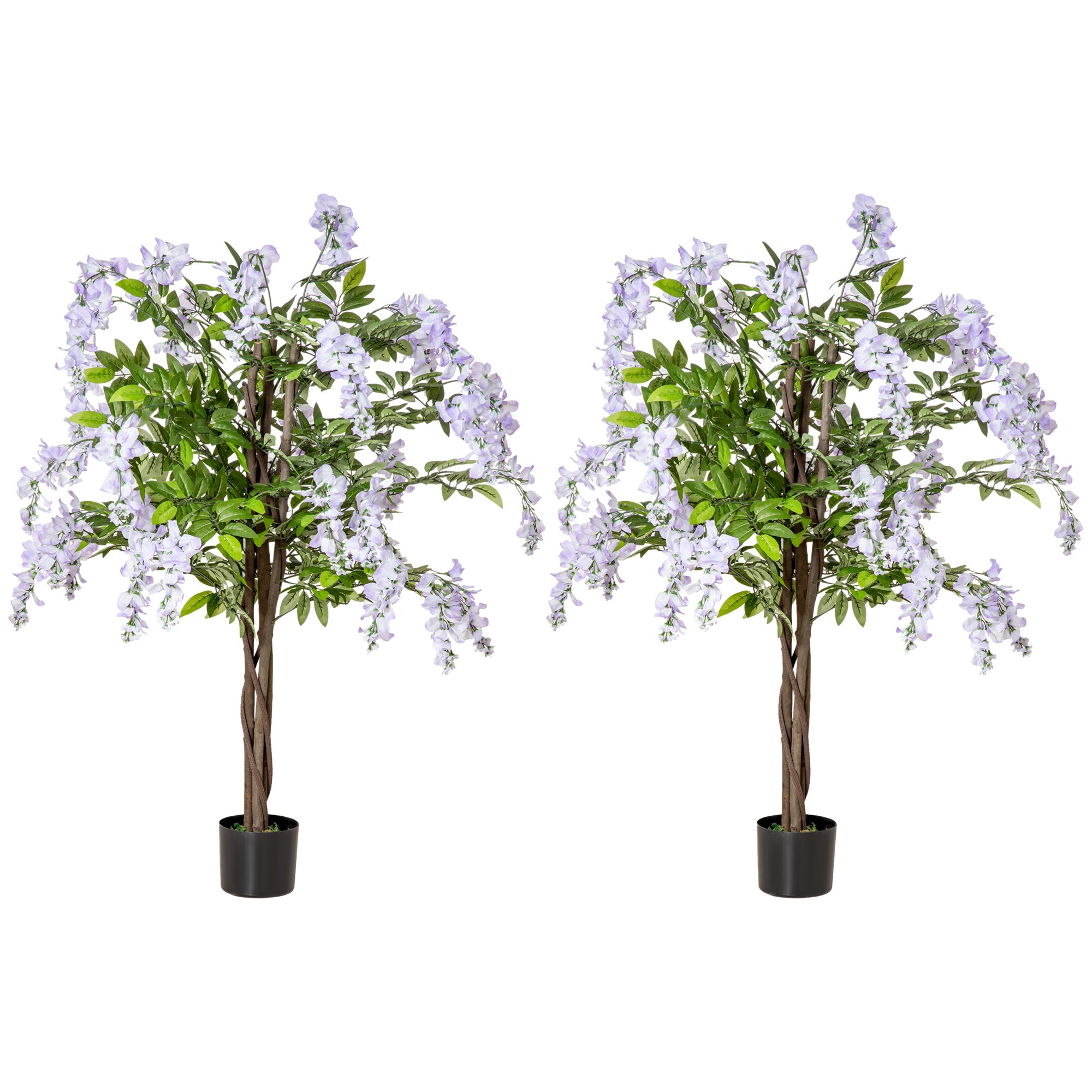 Set of 2 Artificial Plants Wisteria Floral in Pot, Fake Plants for Home Indoor Outdoor Decor, 100cm