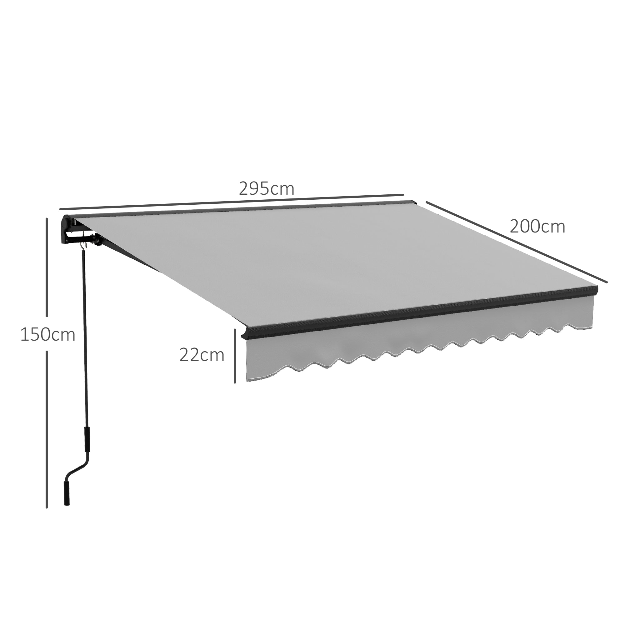 3 x 2m Aluminium Frame Electric Awning, Retractable Awning Sun Canopies for Patio Door Window, Light Grey