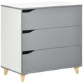 3-Drawer Chest with Pine Wood Legs 75x42x75cm - Grey