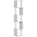 Modern 5-Tier Freestanding Bookshelf Storage Shelving for Living Room Home Office - Light Grey