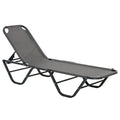Adjustable 5-Position Sun Lounger Recliner with Aluminium Frame - Grey