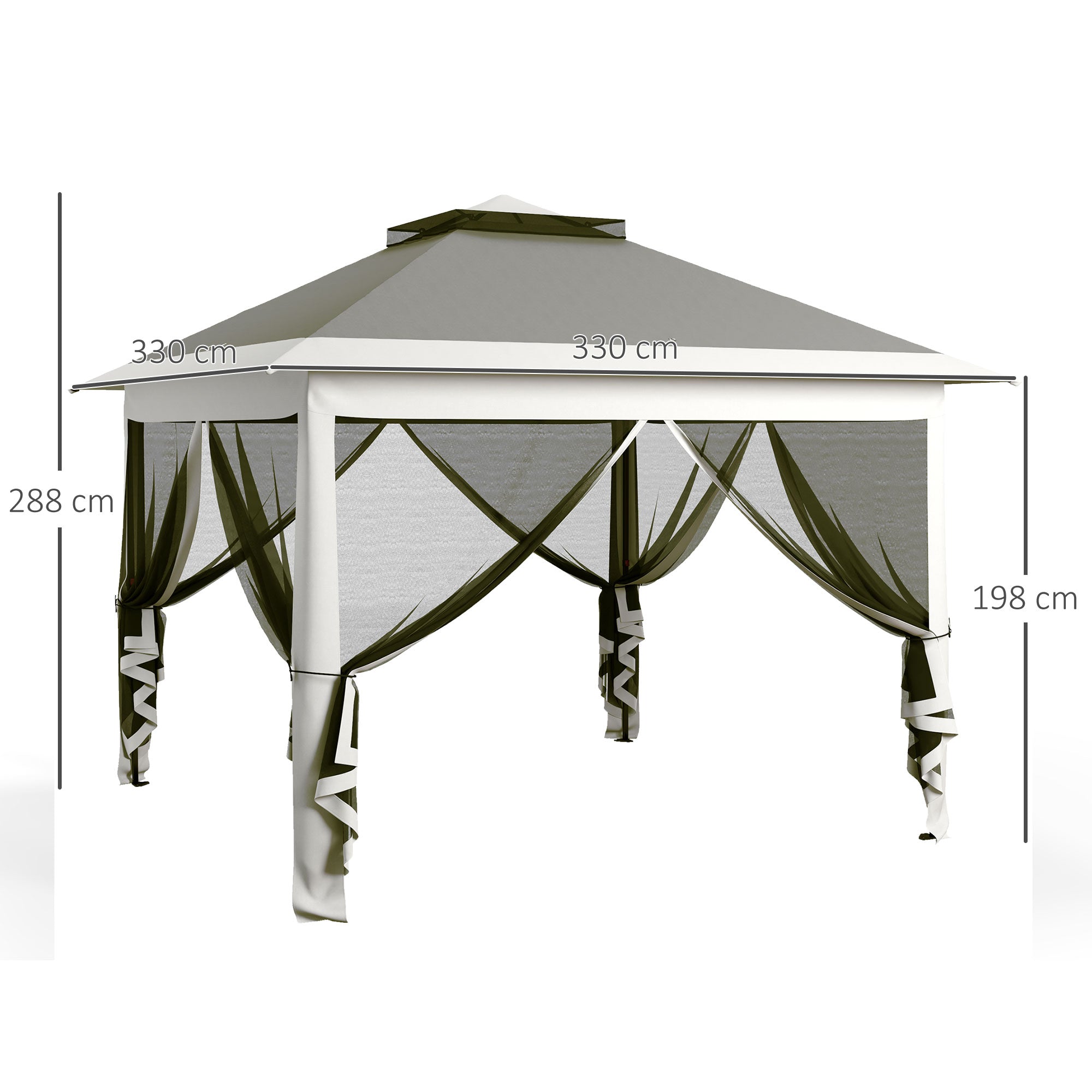 Pop Up Canopy Tent with Double Roof, Zipped Mesh Sidewalls, Carrying Bag, Height Adjustable for Patio Garden, Dark Grey