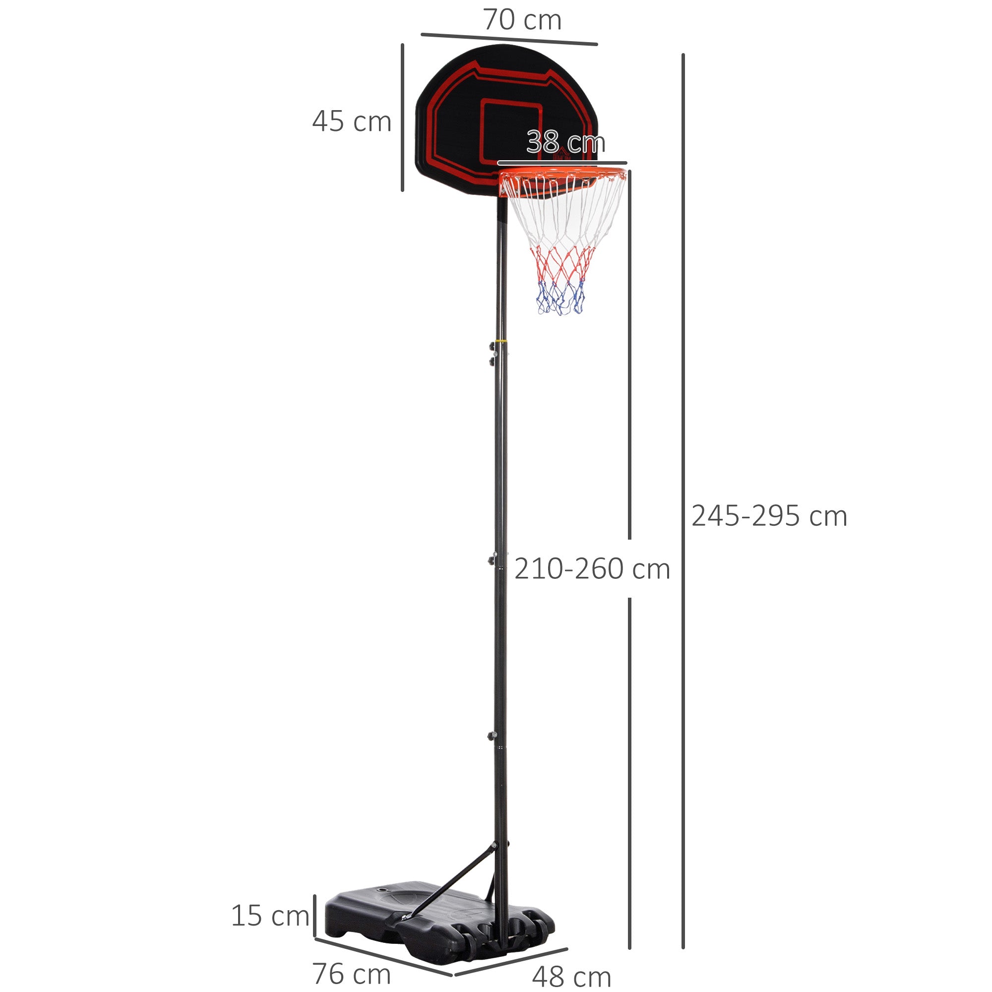 Adjustable Basketball Hoop Stand, with Wheels and Stable Base