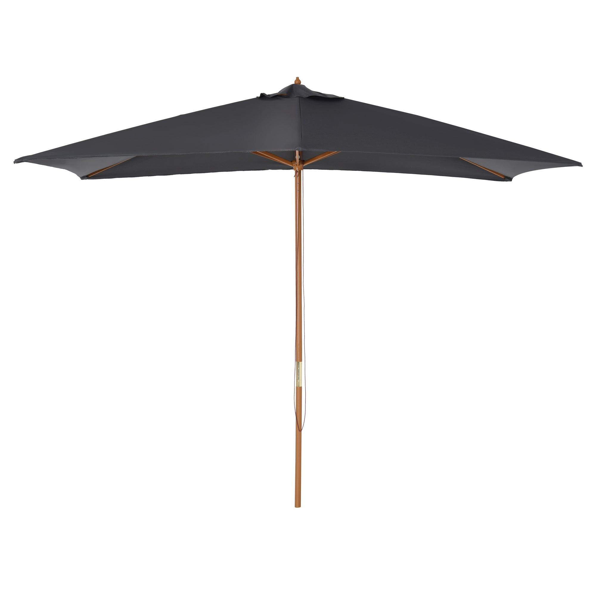 Wooden Garden Parasol Umbrella Outdoor Sun Shade Canopy, Dark Grey，2 x 3m