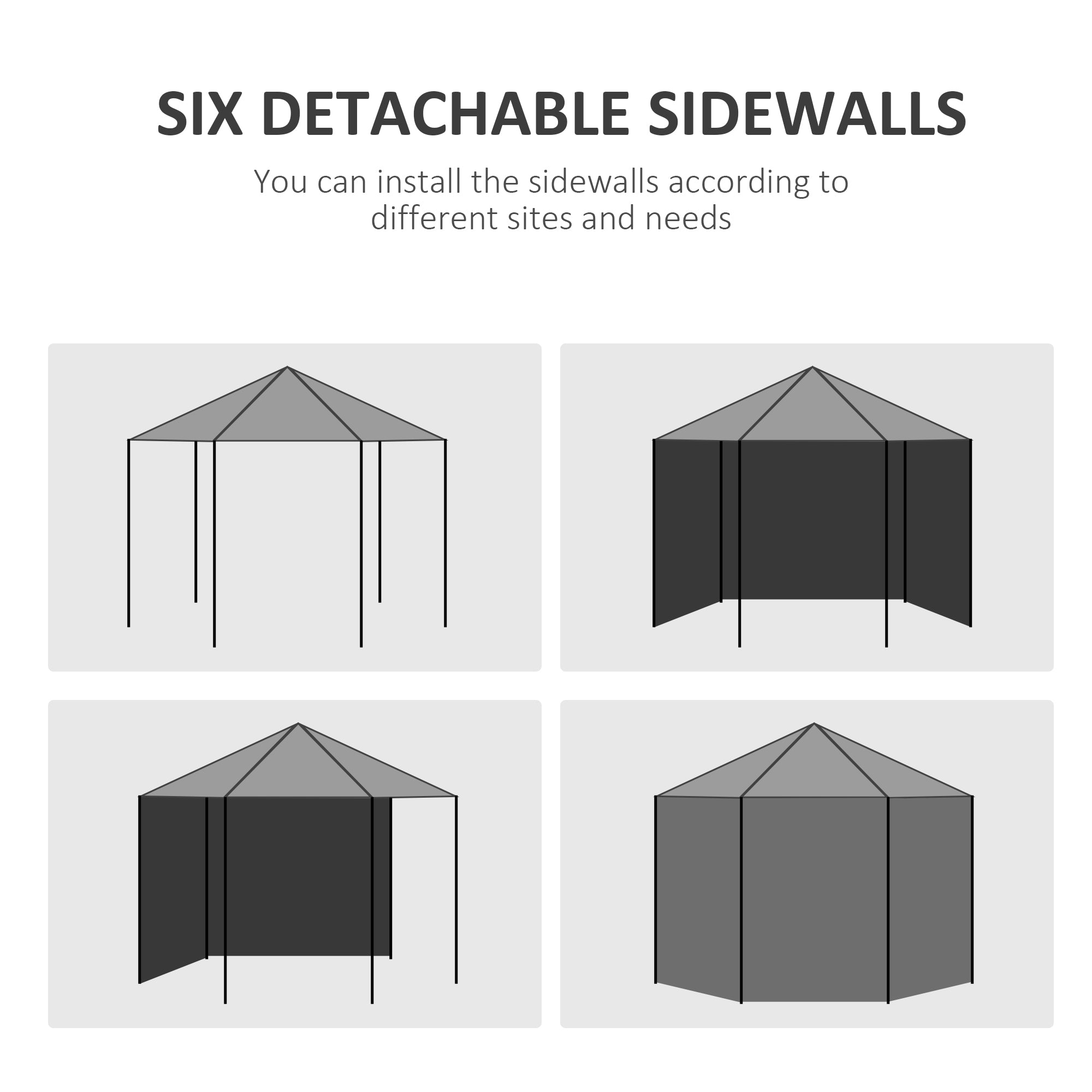 4 Metre Waterproof Party Tent Gazebo with 6 Removable Side Walls - White