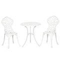 3 Piece Aluminium Bistro Set With Floral Design - Antique White