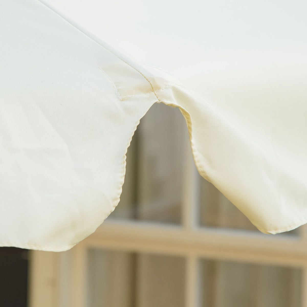 3.3m Patio Umbrella with Bamboo Ribs and Wood Pole, Ruffled Canopy - Beige