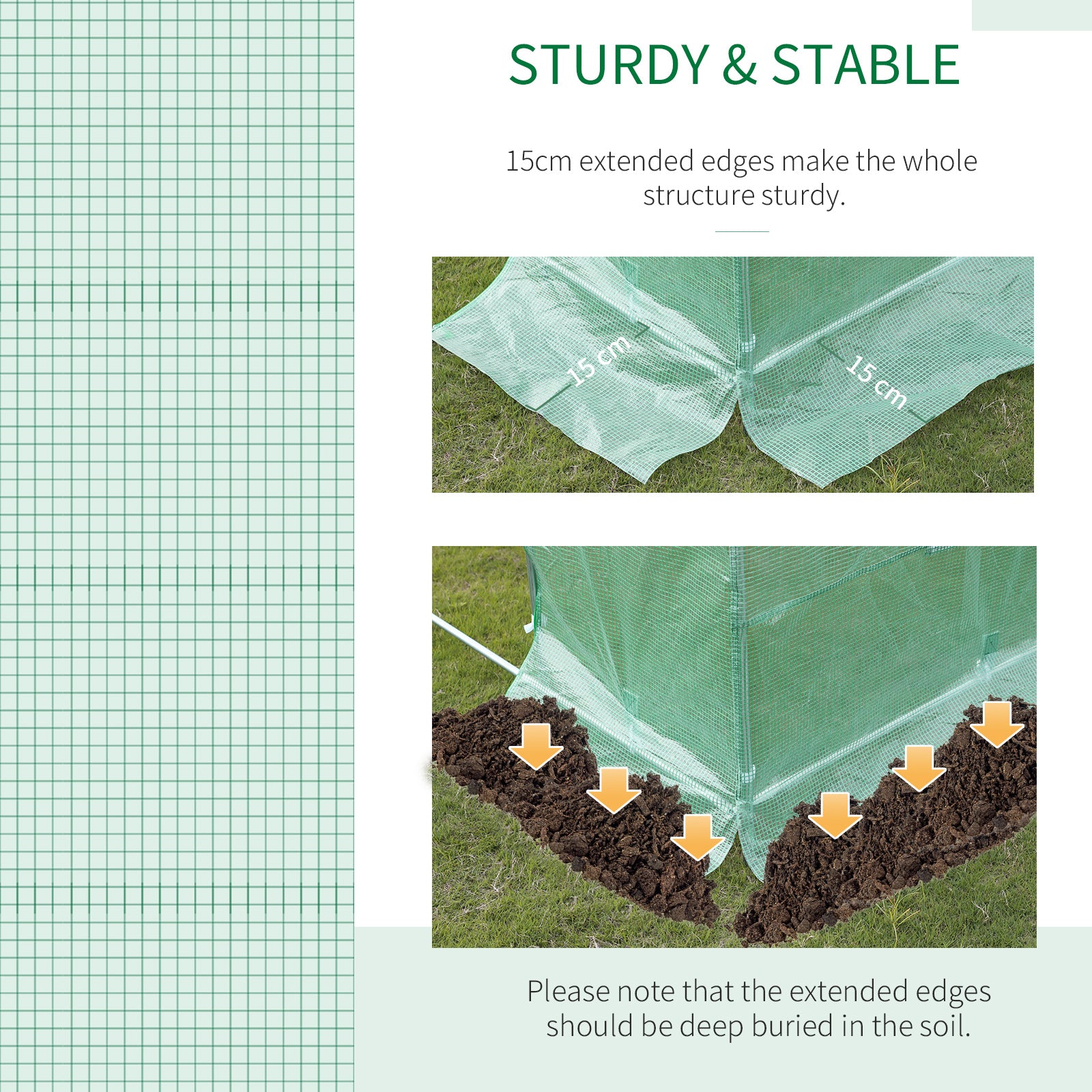 6 x 3 x 2 m Large Walk-In Greenhouse Garden Polytunnel Greenhouse with Steel Frame, Zippered Door and Roll Up Windows, Green