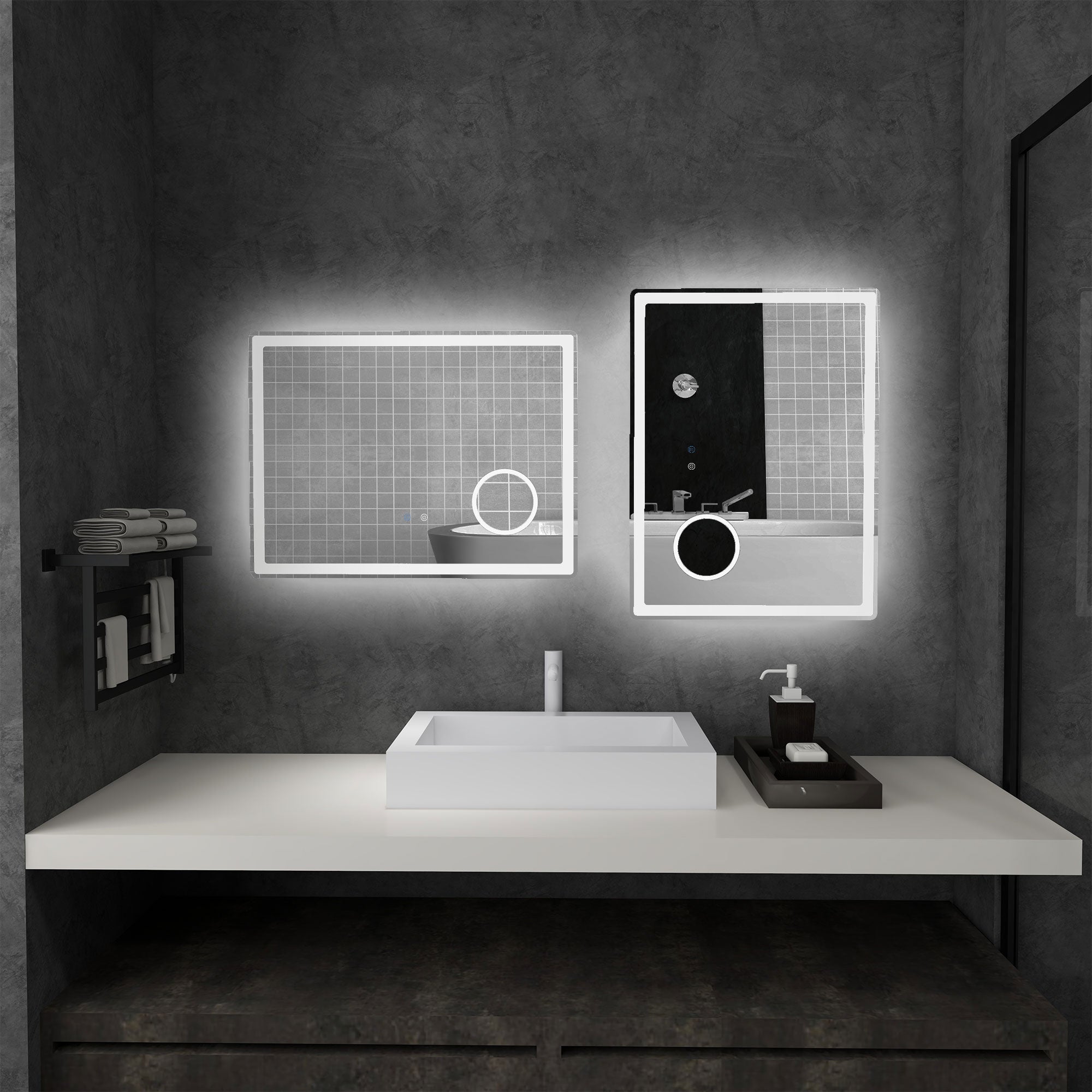 LED Bathroom Mirror with Dimming Lights, 3X Magnifying Mirror, Vanity Mirror with 3 Colour Front and Backlit