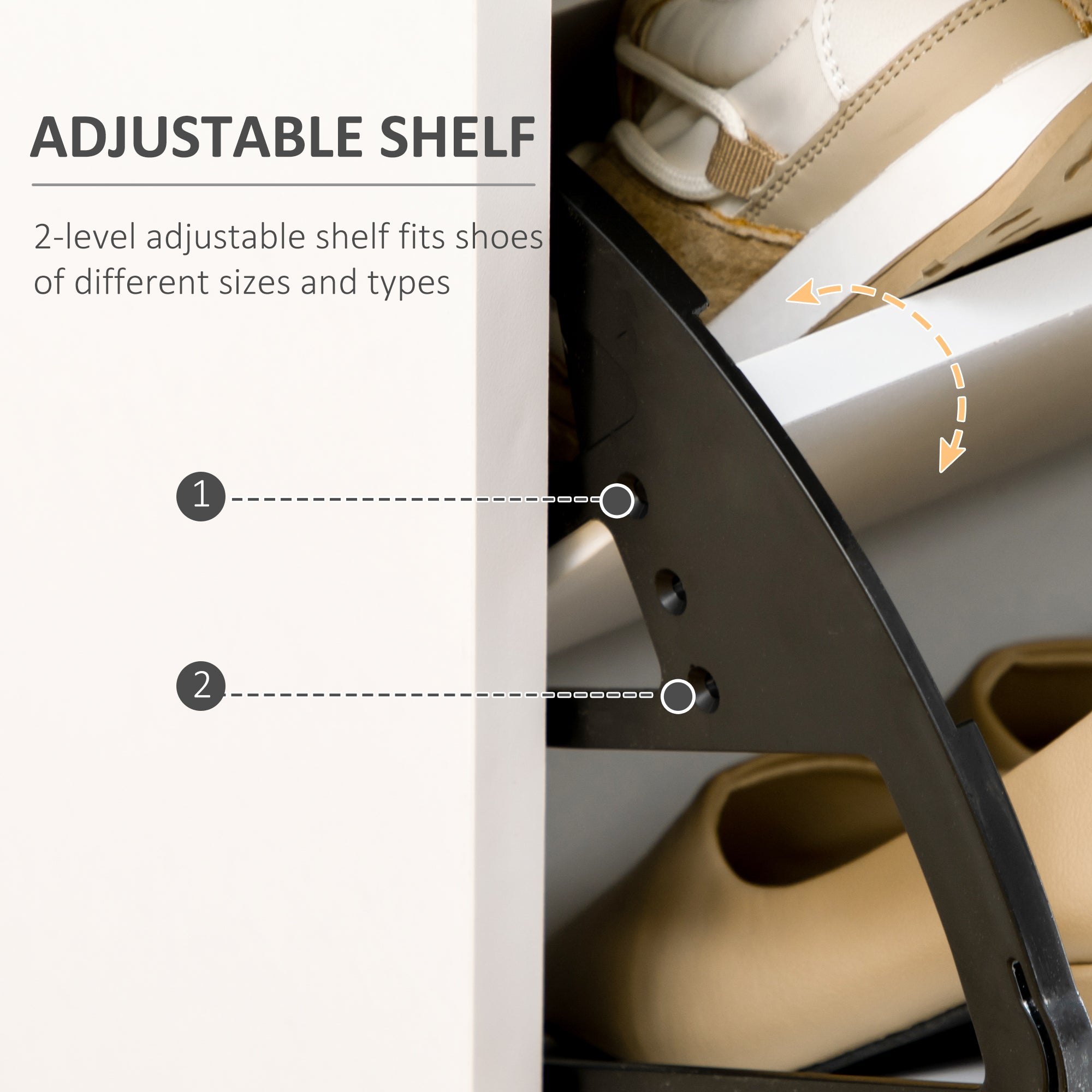 Modern Shoe Cabinet with 2 Flip Doors, Drawer & Adjustable Shelf for 12 Pairs of Shoes - White