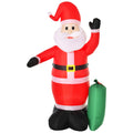 2.4m Inflatable Santa Claus with LED Lights and Gift Bag - Red