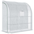 Walk-In Lean-To Polytunnel Greenhouse with Shelves - White