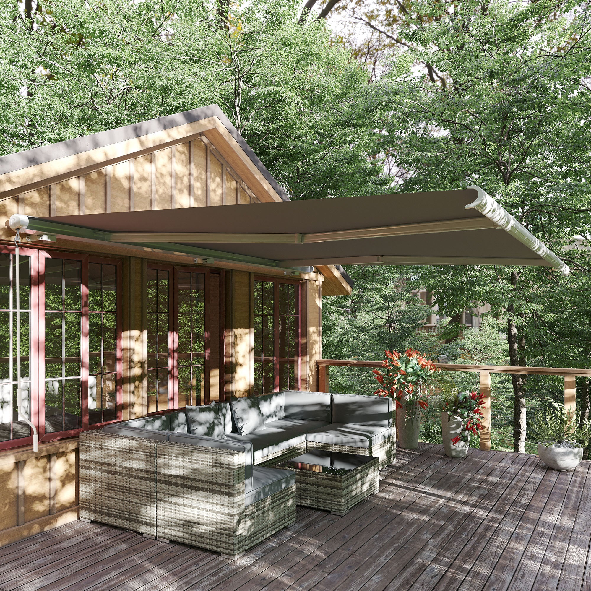 Retractable Electric Awning with Remote Control Grey