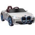 BMW i4 Licensed 12V Kids Electric Ride-On Car with Remote Control and Music - White