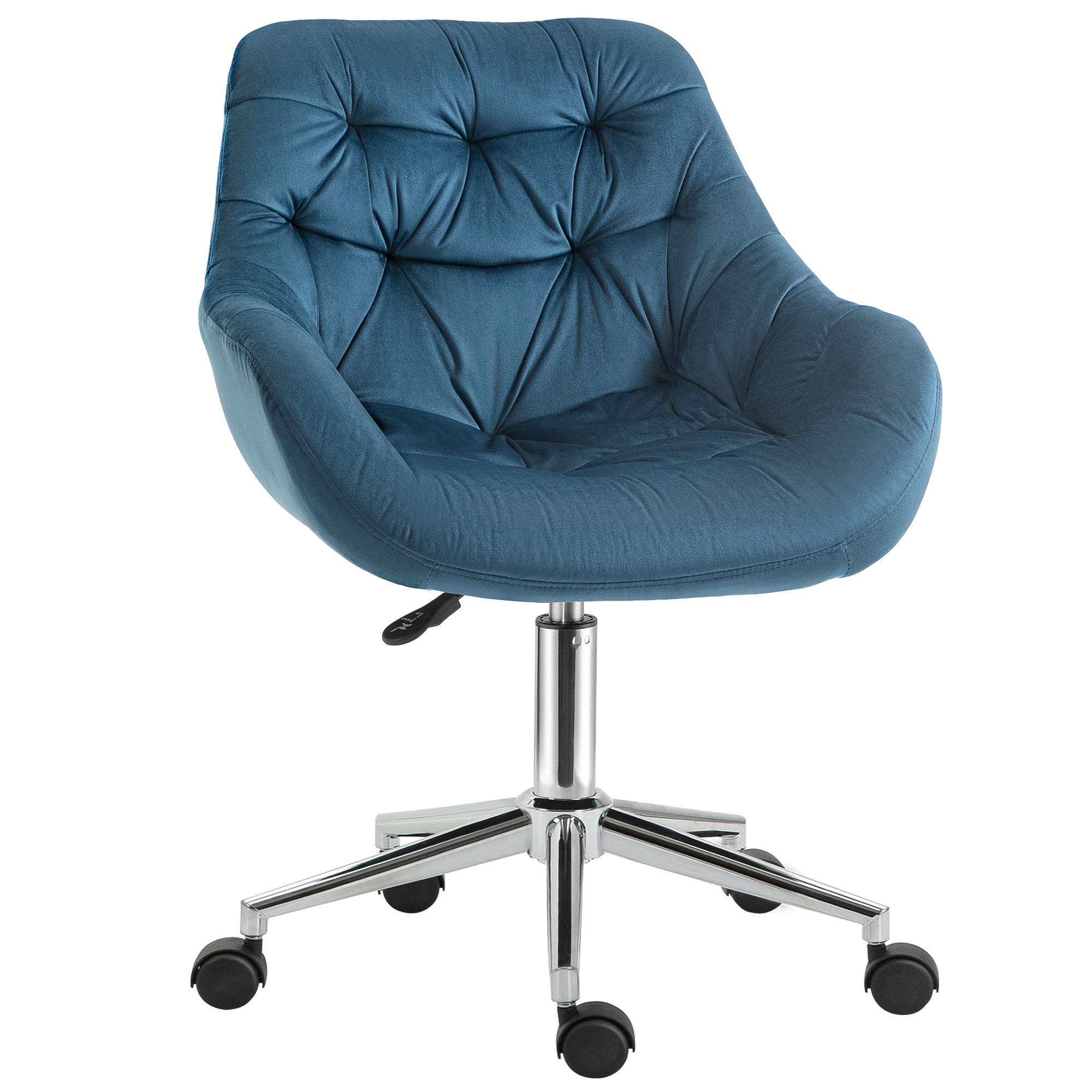 Home Office Chair Velvet Ergonomic Computer Chair Comfy Desk Chair with Adjustable Height, Arm and Back Support, Blue