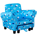 Children's Mini Sofa with Pull-Out Footrest and Wood Frame - Blue Cloud