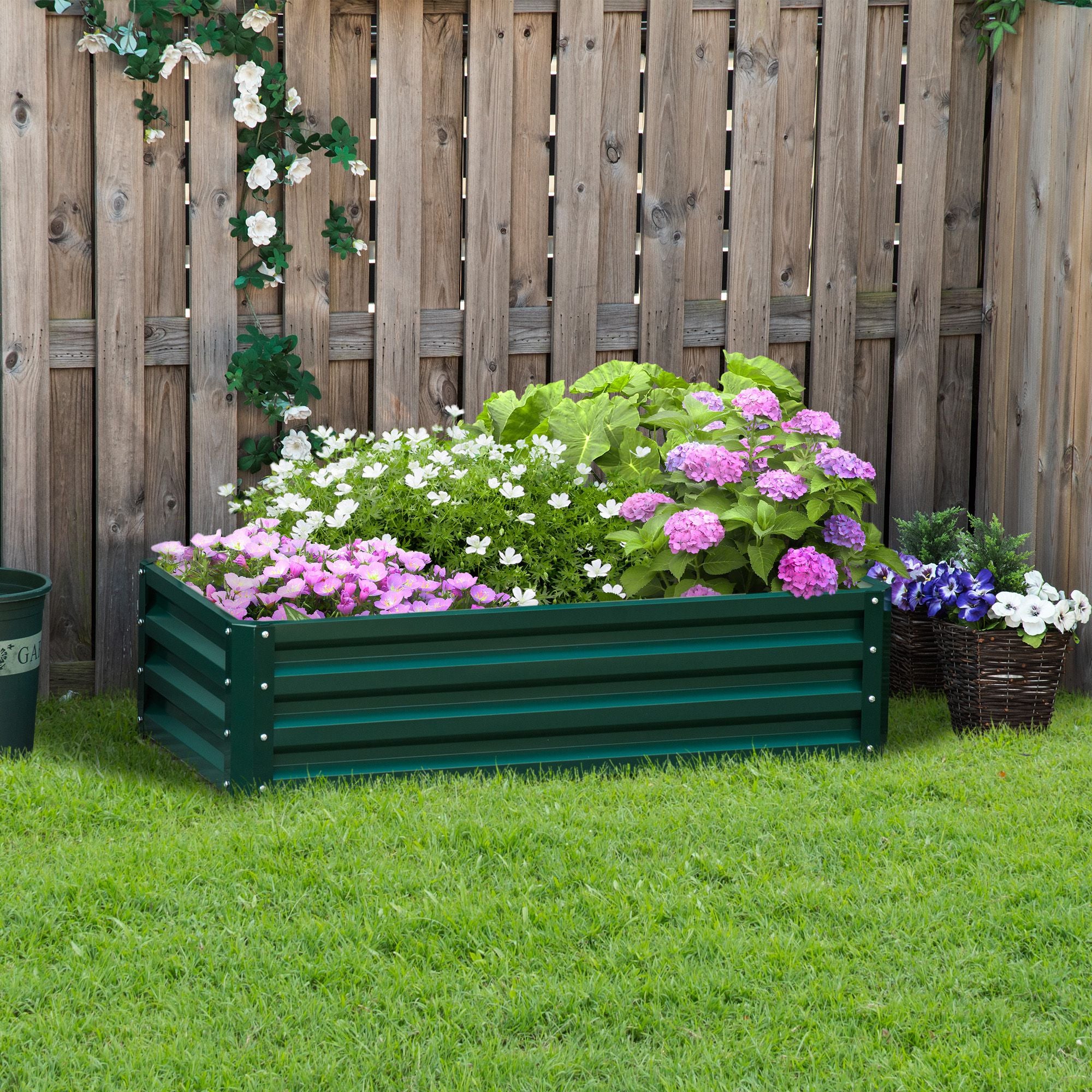 Raised Beds for Garden, Galvanized Outdoor Planters, for Herbs and Vegetables, Use for Patio, Backyard, Balcony, Green